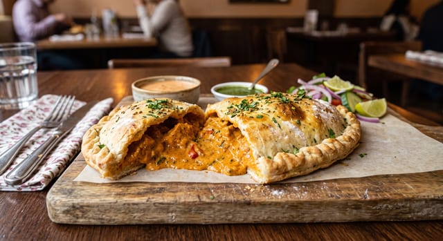 Chicken Korma Calzone.