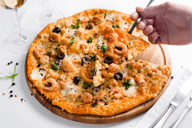 Gluten-Free Special Shrimp Pizza.